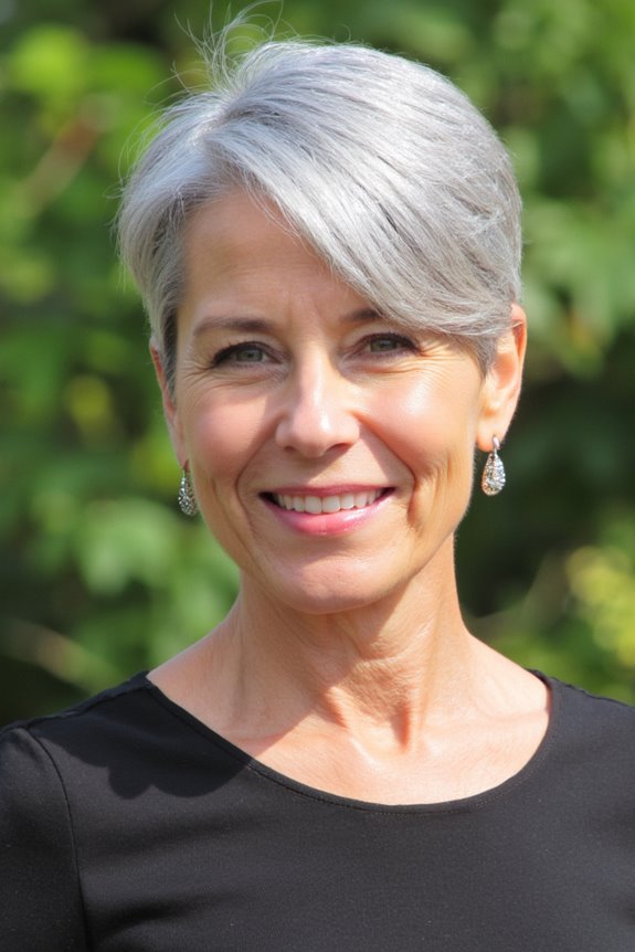 46+ Sexiest Short Hairstyles for Women Over 40 in 2025 84 silver highlighted short bob