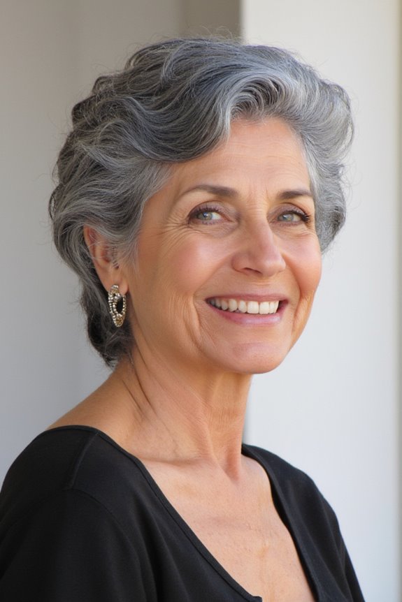 31+ Stylish Short, Curly Hairstyles for Older Women in 2025 50 silver highlighted short curls