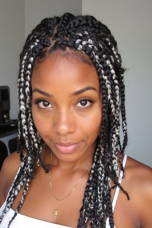 22+ Best Short Box Braids You Have to See in 2025 62 silver highlights in braids