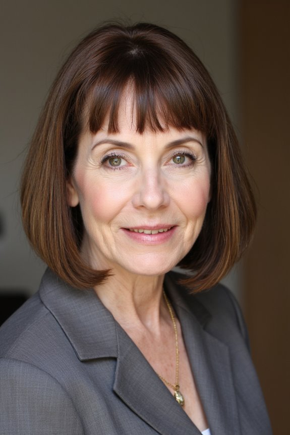 41+ Easy and Stylish Short Bobs With Bangs for Women Over 60 in 2025 10 sleek a line bob style