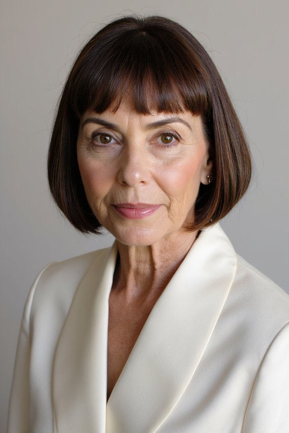 15+ Stylish Short Bob With Bangs Ideas for Older Women in 2025 14 sleek blunt bob hairstyle