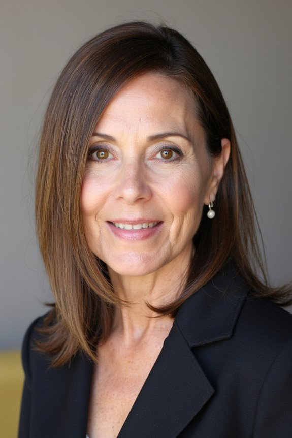 40+ Stunning Chin-Length Hairstyles Every Woman Over 60 Should Try in 2025 9 sleek blunt straight haircut