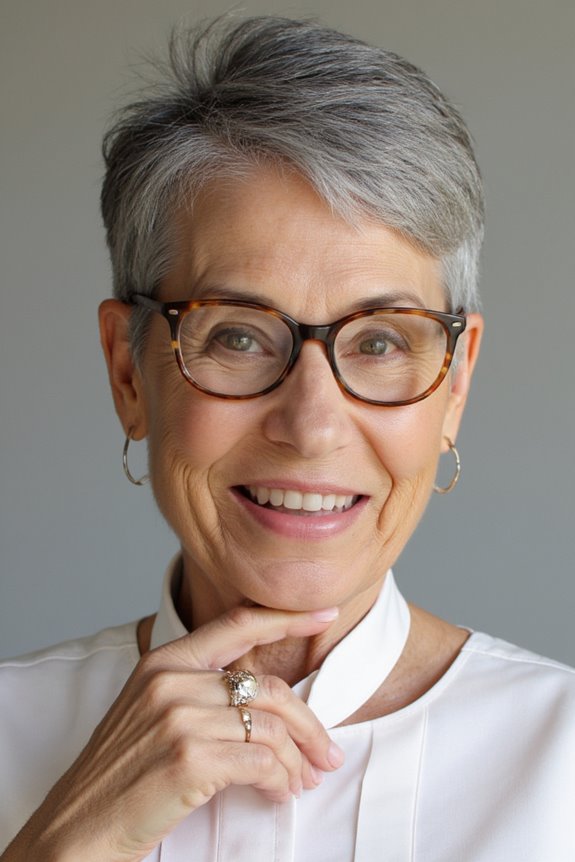 32+ Perfect Pixie Cuts for Women Over 60 With Glasses for 2025 81 sleek brushed back pixie cut