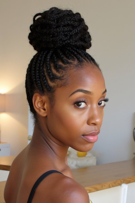 22+ Best Short Box Braids You Have to See in 2025 66 sleek bun hairstyle maintenance