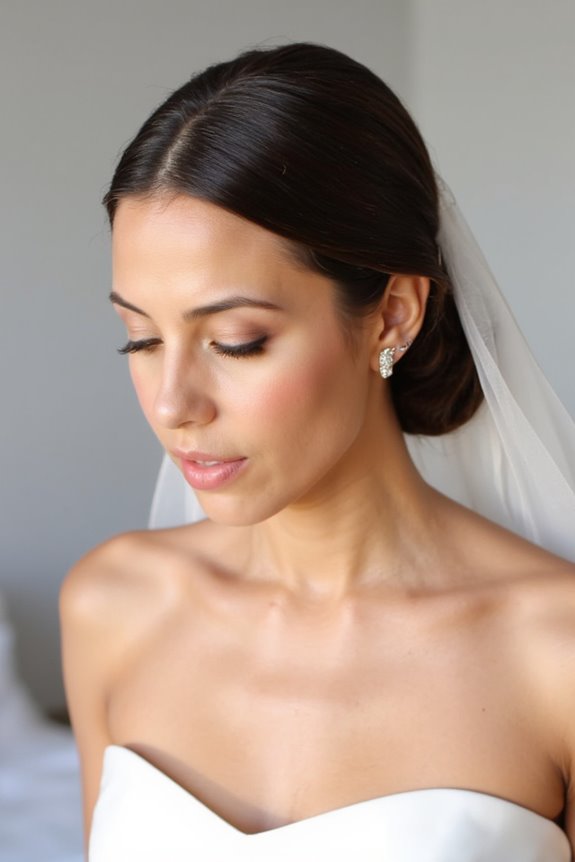 34+ Gorgeous Short Wedding Hairstyles and Bridal Hair Ideas in 2025 10 sleek middle part elegance