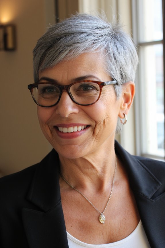 32+ Perfect Pixie Cuts for Women Over 60 With Glasses for 2025 73 sleek pixie with bangs