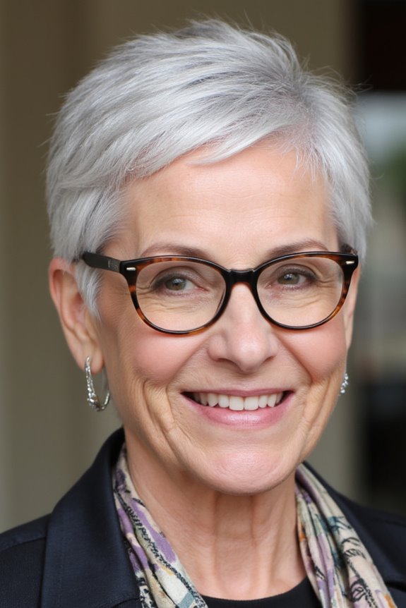 32+ Perfect Pixie Cuts for Women Over 60 With Glasses for 2025 8 sleek pixie with tapering