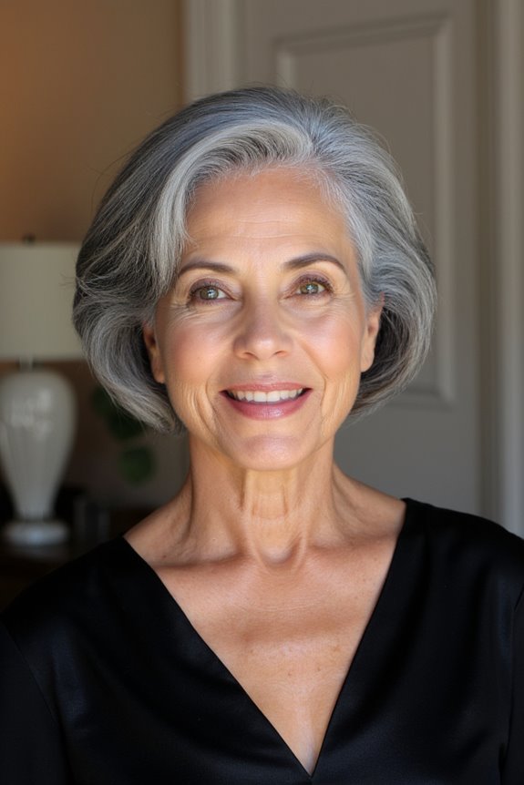 38+ Gorgeous Short Hairstyles for Women in Their 60S With Grey Hair in 2025 128 sleek short hair blowout
