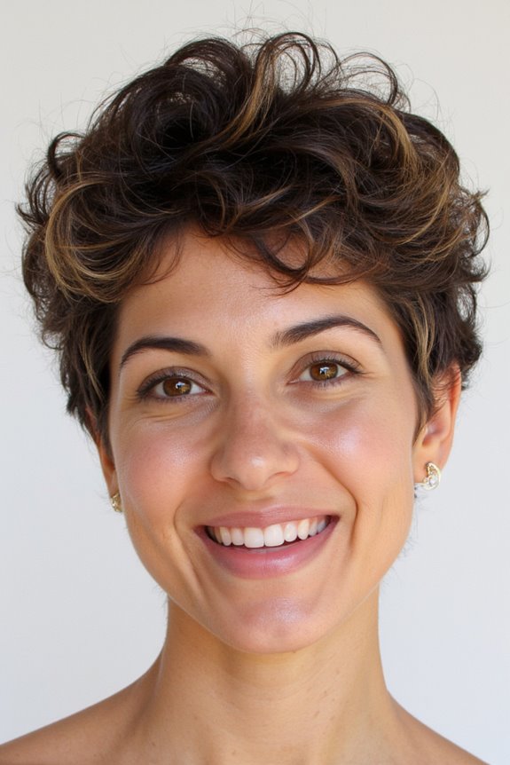 36+ Cutest Ways to Get a Pixie Cut With Highlights for a Dimensional Crop in 2025 74 subtle blonde streaks enhance curls