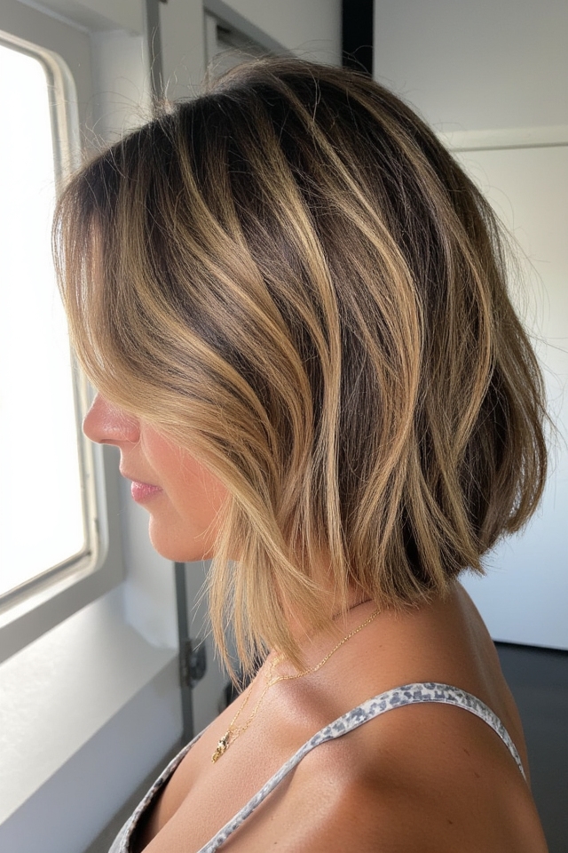 33+ Jaw-Length Bob Haircuts to See If You Want a Chic Crop in 2025 50 sun kissed jaw length bob balayage
