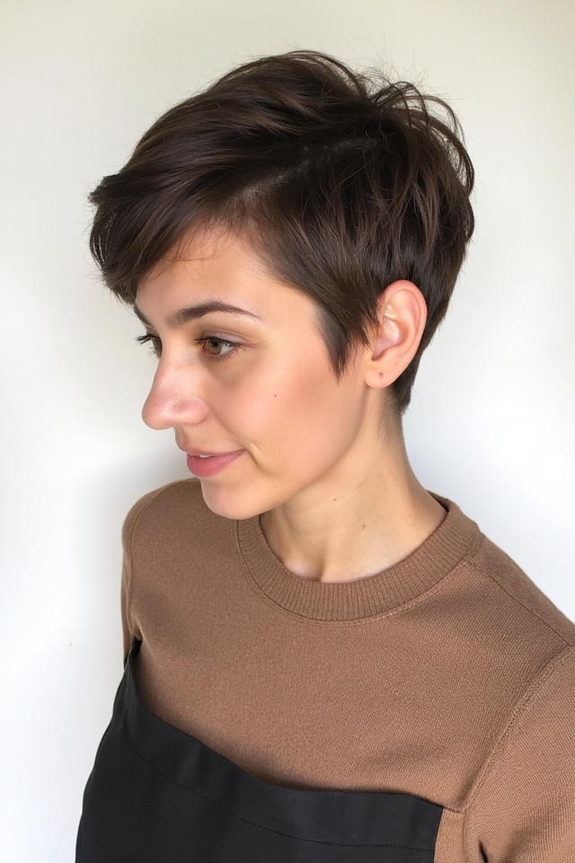 28+ Best Short Hair With Side Bangs Women Are Getting Right Now 2025 26 tapered pixie with bangs