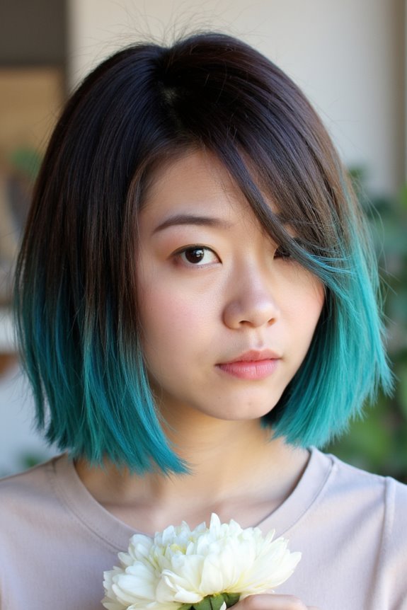 Top 40+ Short, Ombre Hair Color Ideas Trending Now in 2025 95 teal tipped short ombre hairstyle