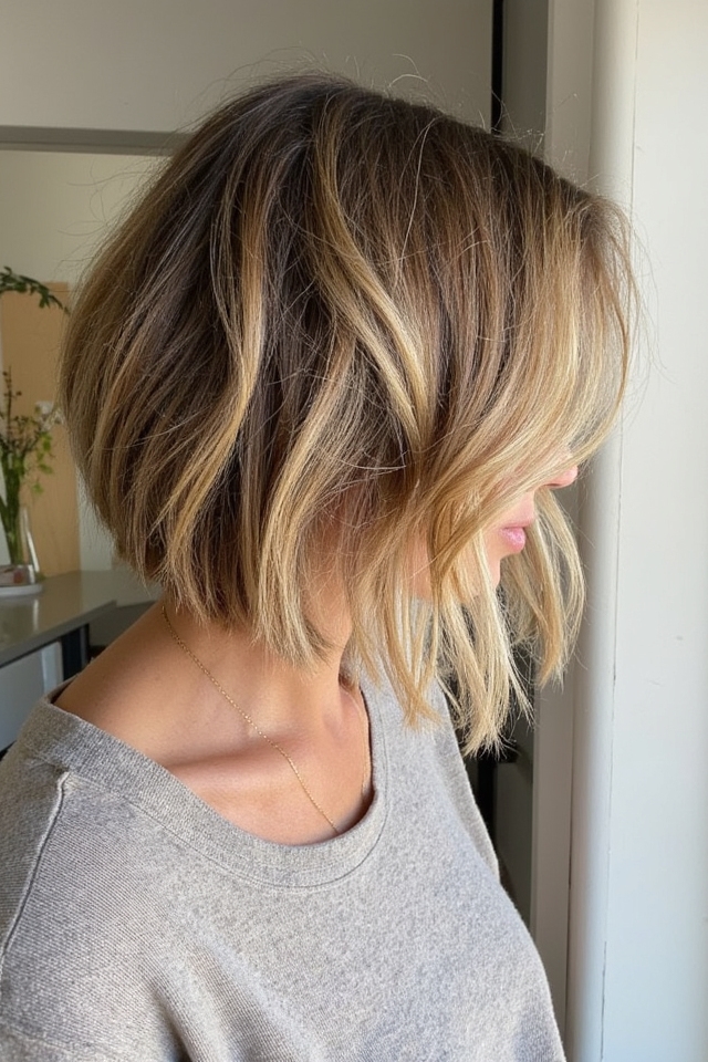 50+ Fantastic Short to Medium Layered Haircuts for That In-Between Length 2025 70 textured layered bob hairstyle