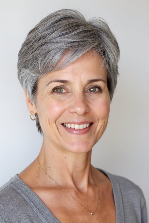 38+ Gorgeous Short Hairstyles for Women in Their 60S With Grey Hair in 2025 6 textured layered pixie cut