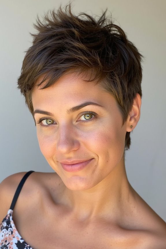 42+ Flattering Short Hairstyles for Long Faces in 2025 2 textured pixie cut styling tips