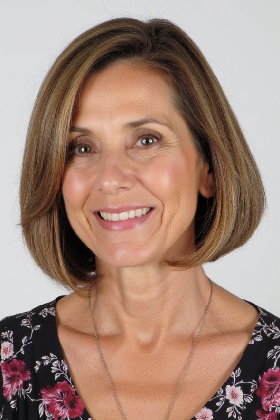 29+ Slimming Short Hairstyles for Women Over 50 With Round Faces in 2025 29 timeless bob with highlights
