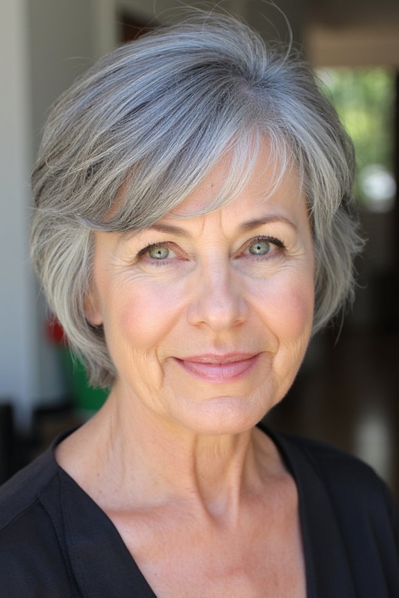 38+ Gorgeous Short Hairstyles for Women in Their 60S With Grey Hair in 2025 108 tousled fringe short hairstyle