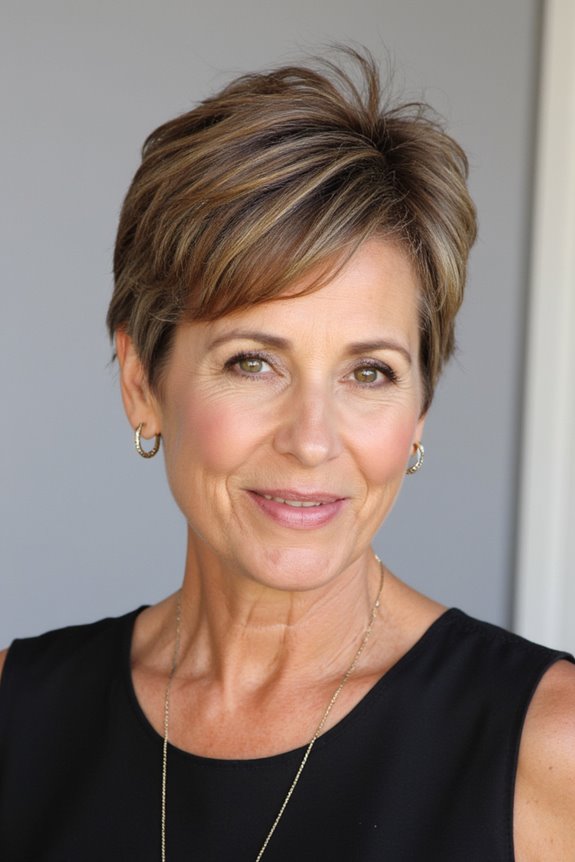 29+ Slimming Short Hairstyles for Women Over 50 With Round Faces in 2025 28 tousled pixie with fringe
