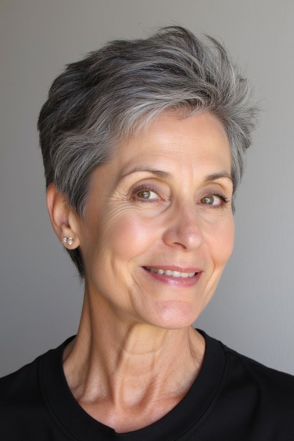 38+ Gorgeous Short Hairstyles for Women in Their 60S With Grey Hair in 2025 61 tousled pixie with volume