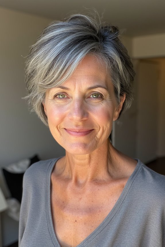 38+ Gorgeous Short Hairstyles for Women in Their 60S With Grey Hair in 2025 18 tousled short hair highlights