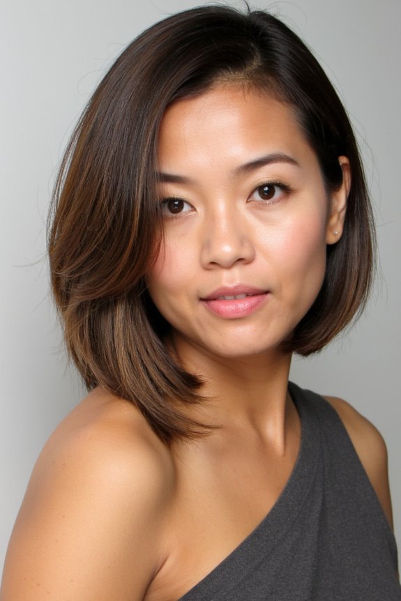 42+ Flattering Short Hairstyles for Long Faces in 2025 14 trendy asymmetrical bob styling