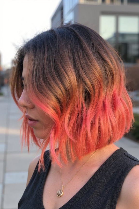 Top 40+ Short, Ombre Hair Color Ideas Trending Now in 2025 87 vibrant coral ombre hairstyle