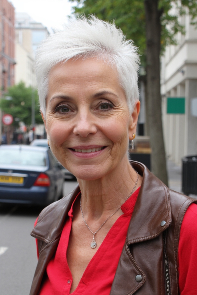 50+ Fabulous Short Haircuts Women Over 60 Are Getting in 2025 44 vibrant platinum pixie haircut