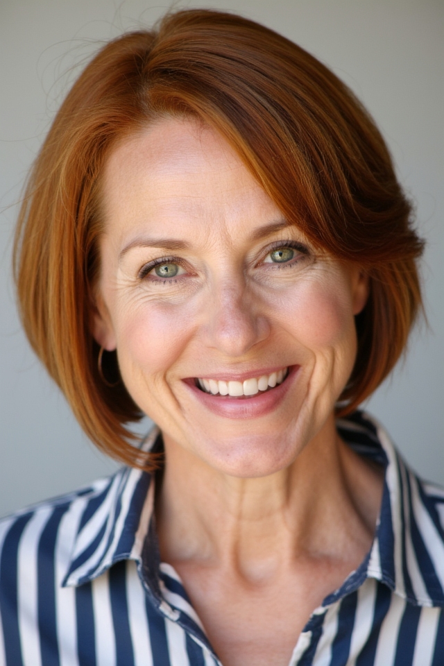 42+ Classic Short Bob Haircuts for Ladies Over 60 Who Want a Youthful Style in 2025 137 vibrant warm auburn bob