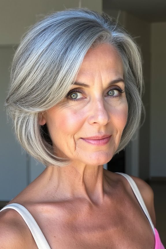 38+ Gorgeous Short Hairstyles for Women in Their 60S With Grey Hair in 2025 112 voluminous bob with bangs