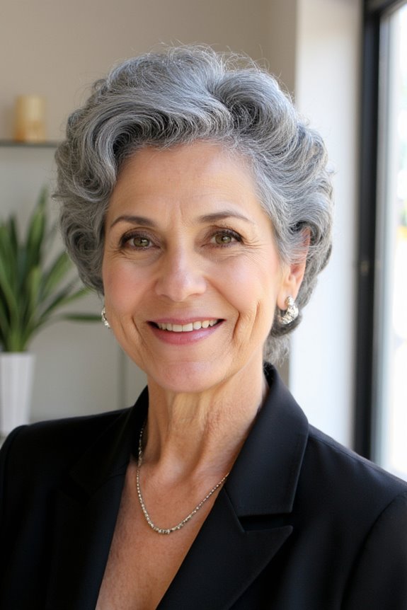 38+ Gorgeous Short Hairstyles for Women in Their 60S With Grey Hair in 2025 22 voluminous curls for elegance