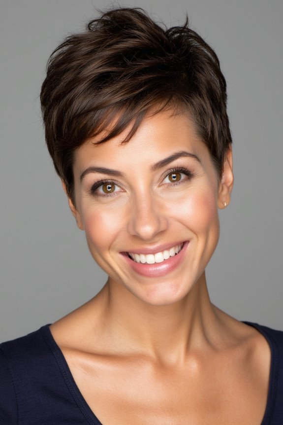 42+ Flattering Short Hairstyles for Long Faces in 2025 84 voluminous pixie with tapered sides