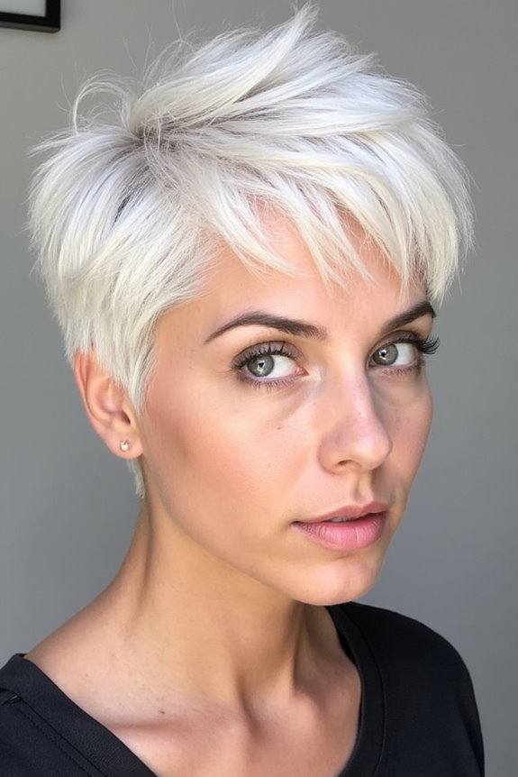 23+ Prettiest Platinum Pixie Cuts for Cooler Blonde Crop in 2025 19 voluminous platinum pixie hairstyle