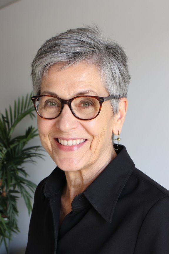 32+ Perfect Pixie Cuts for Women Over 60 With Glasses for 2025 35 voluminous side parted pixie