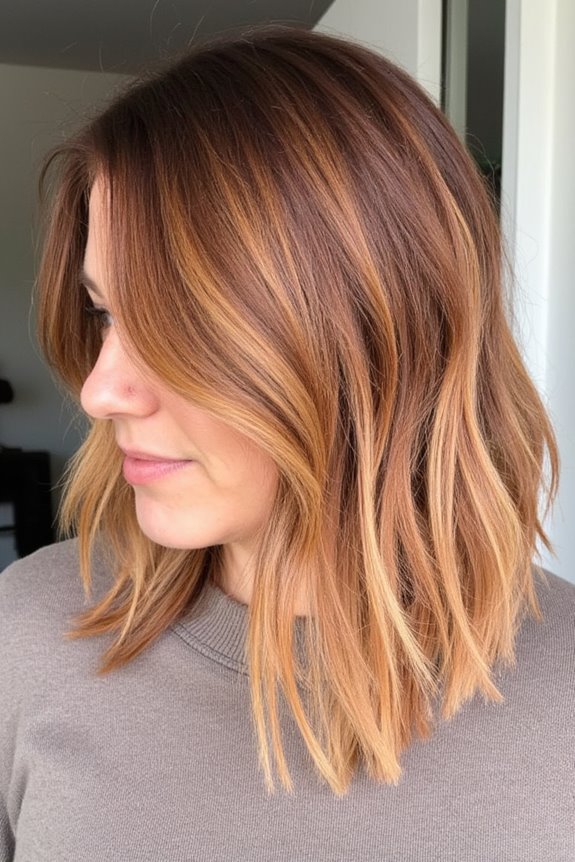 Top 40+ Short, Ombre Hair Color Ideas Trending Now in 2025 38 warm auburn peach ombre