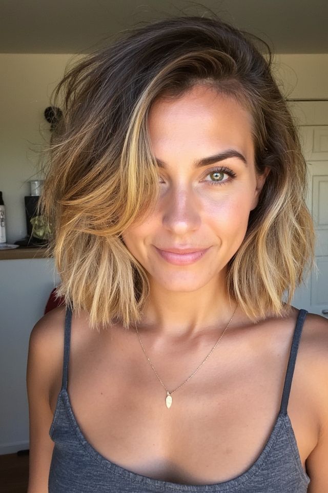 28+ Best Short Hair With Side Bangs Women Are Getting Right Now 2025 39 wavy bob with bangs