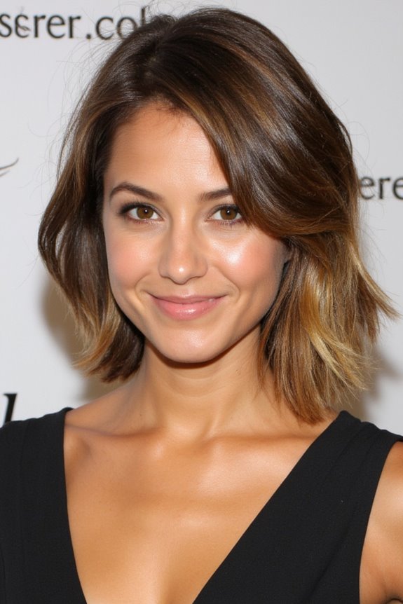 42+ Flattering Short Hairstyles for Long Faces in 2025 54 wavy lob with layers