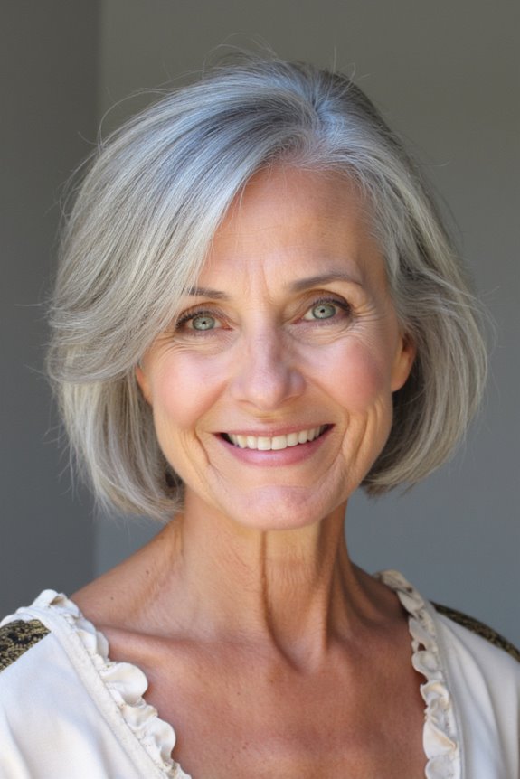 40+ Stunning Chin-Length Hairstyles Every Woman Over 60 Should Try in 2025 23 wispy bangs enhance chin length